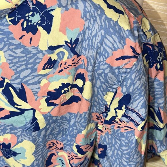 Nautica Blue Sail Men's Classic Fit Stretch Neon & Blue Hawaiian Shirt XL 0595 - Picture 4 of 6